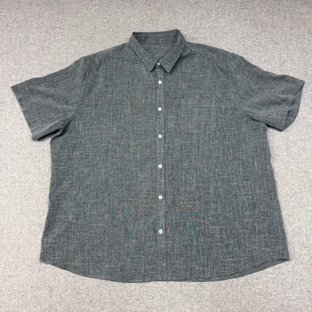 Unbranded | Button Down Shirt | XXL | Gray | Short Sleeve Chest Pocket Stretch